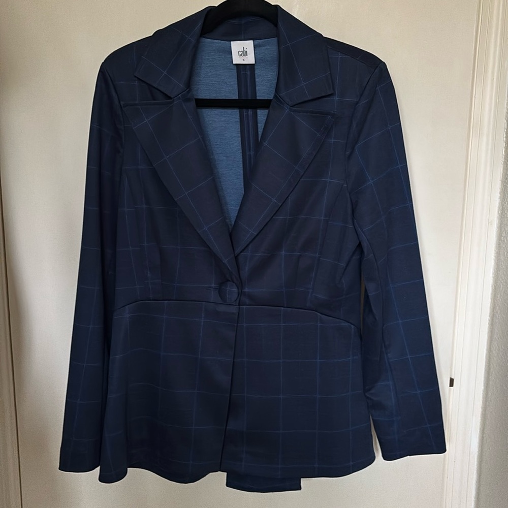 Cabi Navy Windowpane Check Blazer Size 6